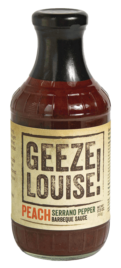 Geeze Louise White Peach with Serrano Pepper Barbeque Sauce