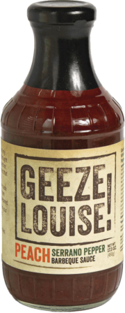 Geeze Louise White Peach with Serrano Pepper Barbecue Sauce